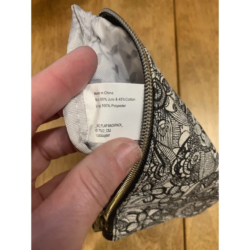 Sakroots Spirit Desert Embroidered Zippered Pouch ~ Black & White Floral Design